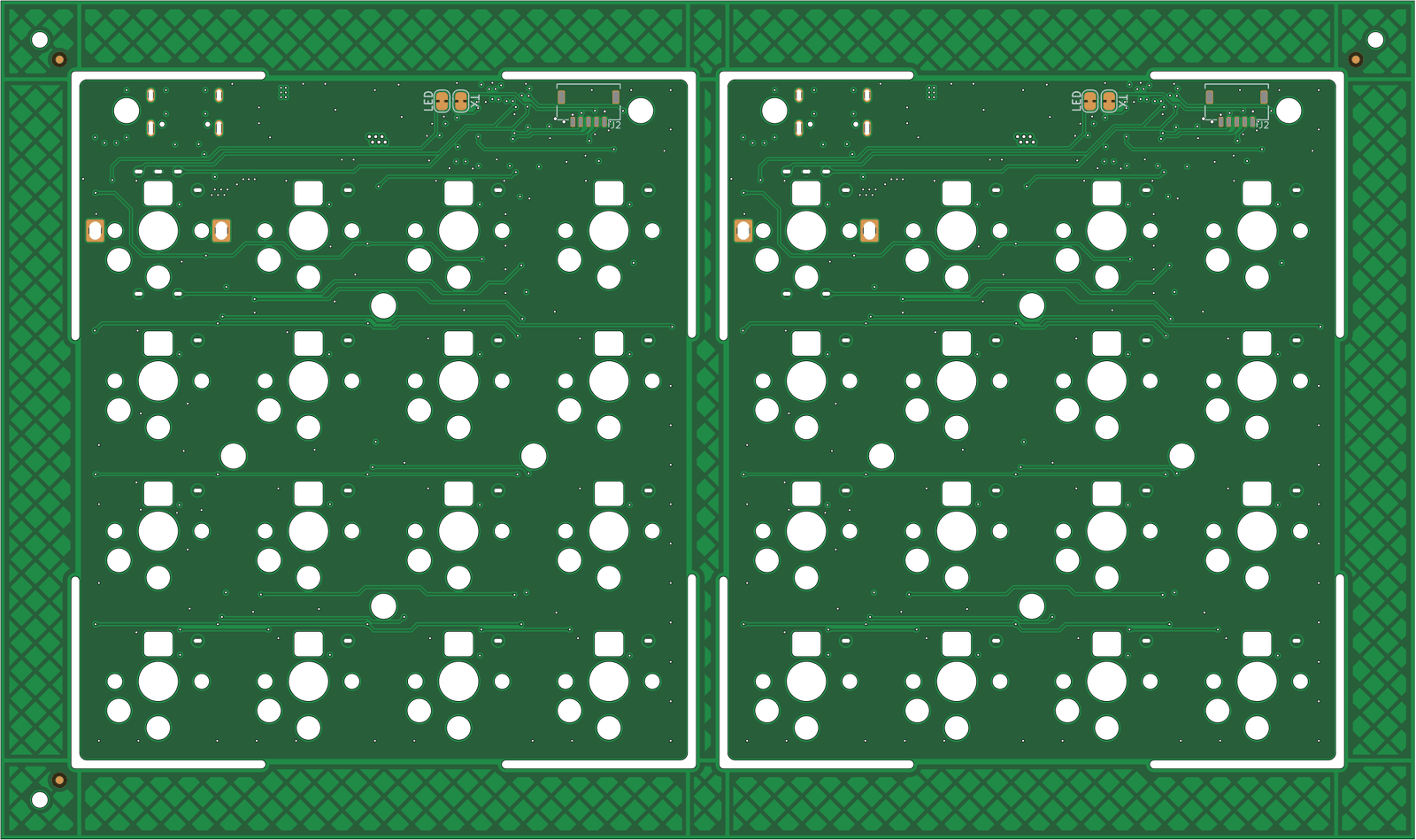 MadRP2040 1x2 panelised PCB ready for fab
